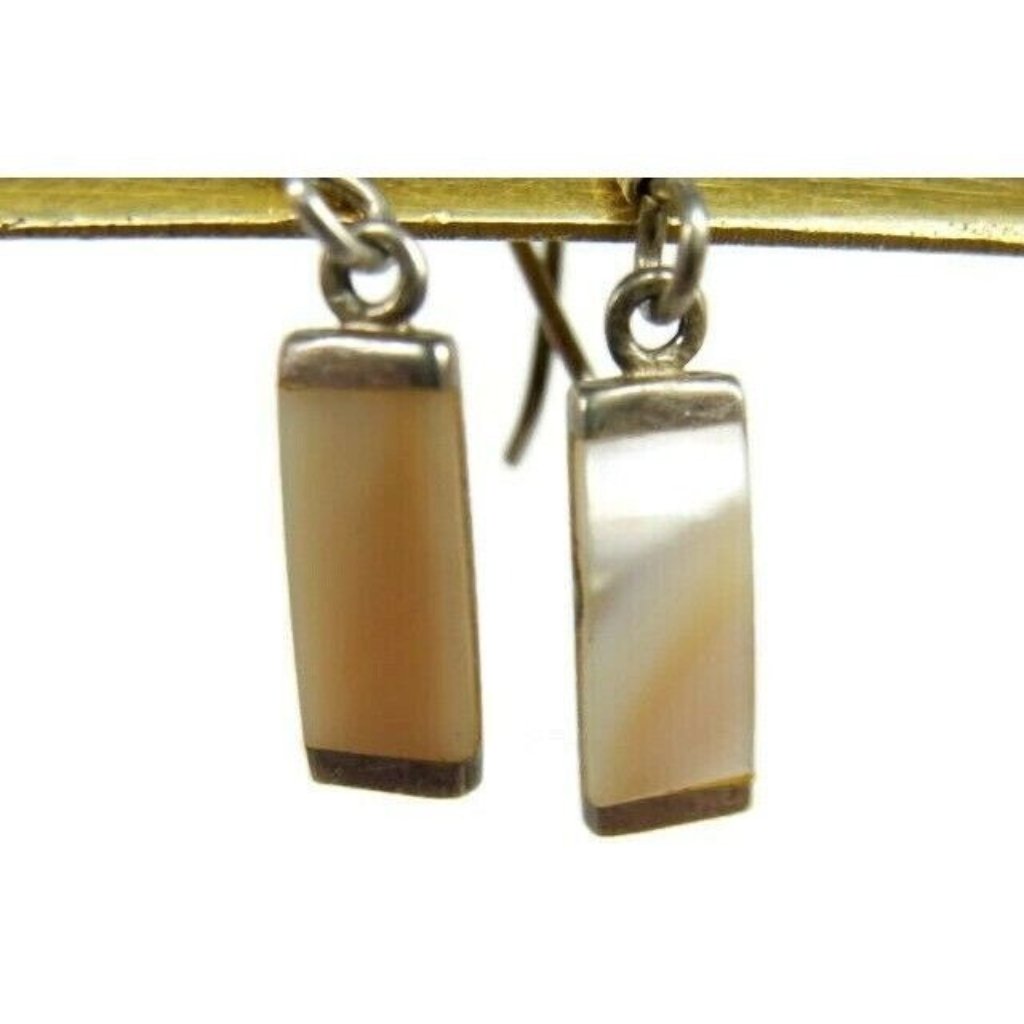 Boma 925 Mop Earrings Hook Drop Dangle Sterling Silver Vintage Patina 21$